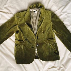 J.crew green velvet blazer